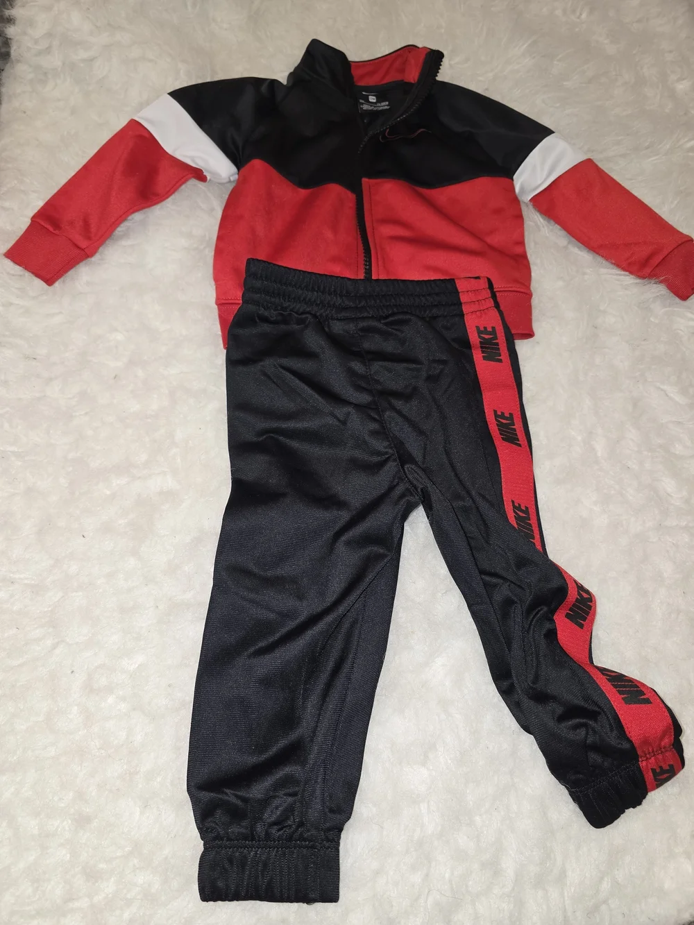Nike Kids Red and Black Track Set - Zip Jacket & Joggers